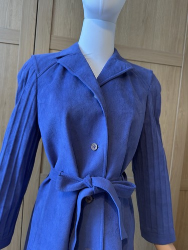 Vintage COJANA Alcantara Coat – Periwinkle Blue/Purple – UK 8/10 – Belted - Afbeelding 5 van 8