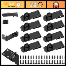 8 Pack 4" Black Stainless Steel Door Lock Hasp Latch, Secure Padlock for Gates