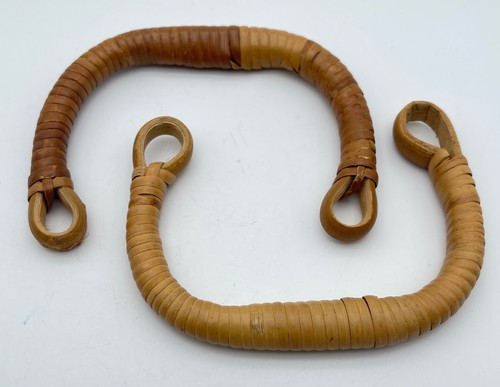 Vintage Rattan Purse Handles Boho Craft Set of 2