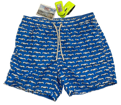 MC2 Saint Barth Mens Swim Shorts Trunks Cars Micro Print Light Fabric Lined Sz M