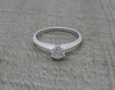 Gepunzt Platin 950 0,40ct Rundschliff Verlobungsring Diamant Größe N 1/2