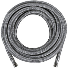 Ice Maker Water Line 25 Ft Braided Stainless Steel PVC Core with Fittings