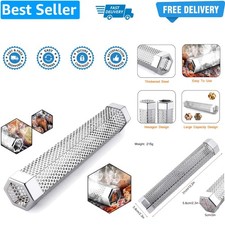 Pellet Smoker Tube for Grilling, 12 inches  Stainless Steel BBQ Wood Pellet T...