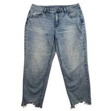 Time and Tru Plus 18 Boyfriend Cropped Jeans Mid Rise Raw Hem Grunge Punk Boho