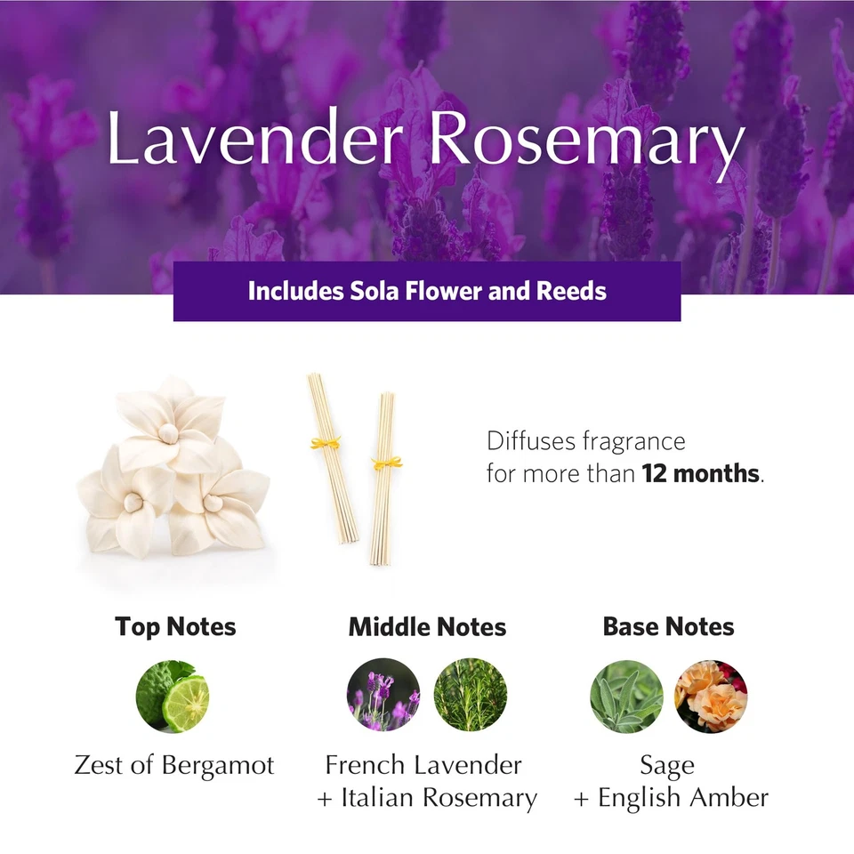 Lavender Rosemary Reed Diffuser Set Luxurious Home Fragrance Gift 12 Months - Image 3 of 4
