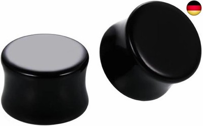 2 Stück Schwarzes Acryl-Ohrmessgerät Ohrstöpsel Expander Piercing-Schmuck 8g