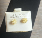 Vintage 14k Yellow Gold Stud Earrings with Flower Rose NEW STAMPED — photo 3