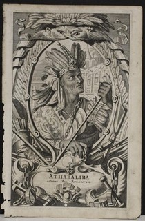 ATAHUALPA INCAS KING PERU 1671 MONTANUS UNUSUAL ANTIQUE COPPER ENGRAVED PORTRAIT