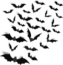 TDHDIKE Halloween Party Supplies Decorations 140Pcs Realistic PVC 3D Black Sca