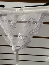 White Sheer Floral Mesh Hipster Garter Belt Lace Trim Adjustable Straps M