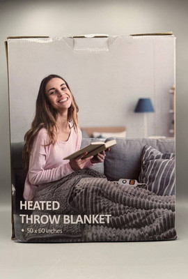 Heated Throw Blanket 50 x 60    Grey 10 Heat & Timer Settings