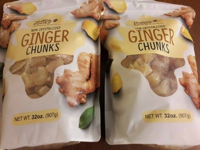 2-Pack Nutty & Fruity Dried Non-Crystallized Ginger Chunks Snacks 32oz/Each