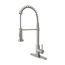 Single Handle Pull-Down Kitchen Faucet with Spring Neck, Satin Nickel