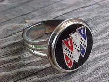 BUICK TRI-CREST CHROME FINGER RING SMALL ADJUSTABLE NOS UNIQUE KUSTOM MADE