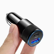 15W 12V USB C Car Phone Fast Charger Adapter PD/QC USB A Cigarette Lighter Plug 