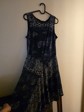 Simply Vera Vera Wang Blue Paisley A-Line Midi Dress Sleeveless Round Neck M