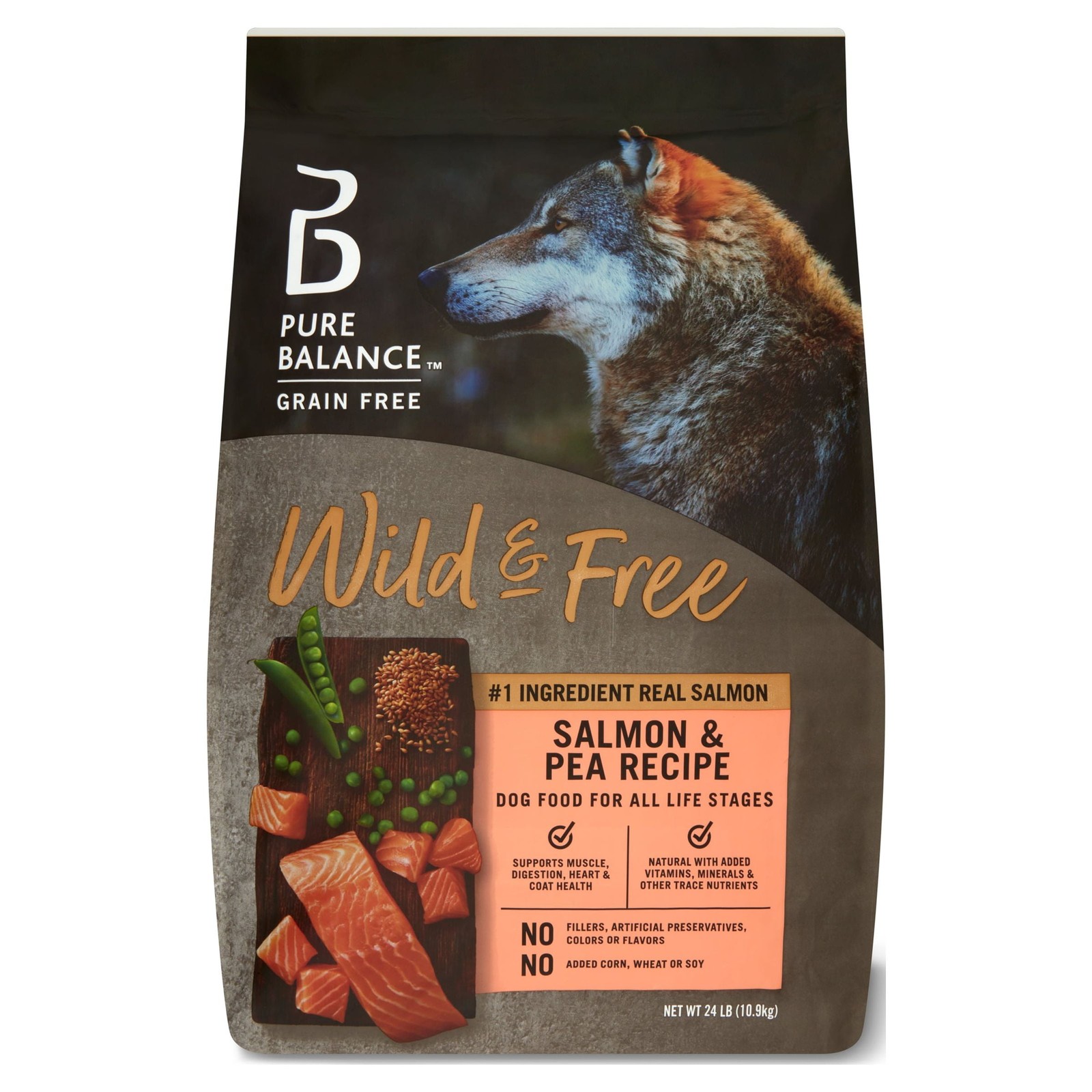 Pure Balance Wild & Free Grain-Free Salmon & Pea Dry Dog Food 24 lb Bag