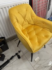 Accent Chair Set of 2 Modern Velvet-Feel Upholstered Armchairs, Yellow