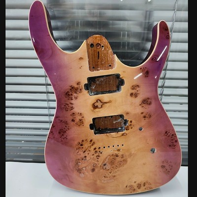 DIY Electric Guitar Body, Basswood with Bird's-Eye Finish, Compatible with 24 Fr