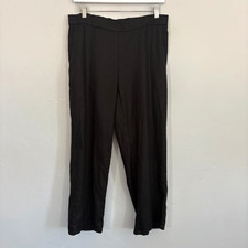 Eileen Fisher Linen Cropped Pants Women Size Small Black Pull On Pockets