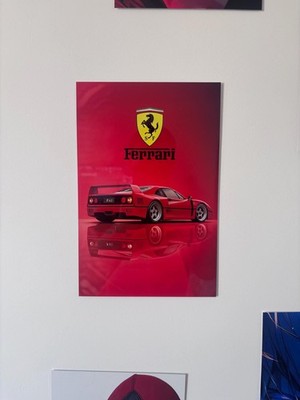 Poster Metall Ferrari F40 Auto Gemälde Alu Deko Garage Wandkunst Supercar A4