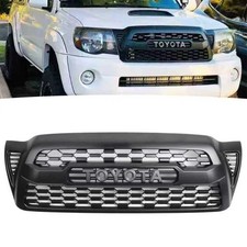 Front Bumper Upper Grille Mesh Grill For 2005-2011 Toyota Tacoma Matte Black Abs