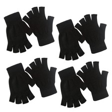 Monochef 4 Pairs Half Finger Gloves Winter Knit Touchscreen Warm Stretchy