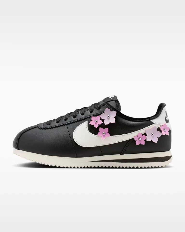 IV5675-001 Nike Cortez Leather Floral Pack Noir Rose Rise (Femme) - Photo 2/4