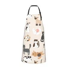 Cut Cats Themed Apron Adjustable Neck Polyester with 2 Pockets Cooking Kitche