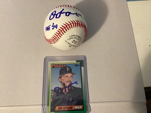 Signed Baseball-BARRY BONDS/J. LEYLAND-W/ 2 Signed Cards(See Photos)!