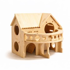 Improved Safety Large Balcony Small  Cute Wooden Hamster House with wood