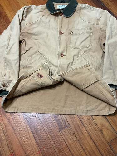 Vintage 80s LL Bean Mens Barn Chore Jacket Size M Tan Detroit Canvas Corduroy - Picture 6 of 6
