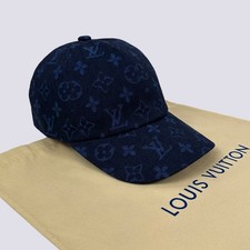 Cappello berretto baseball Louis Vuitton LV monogramma cotone essenziale blu taglia M