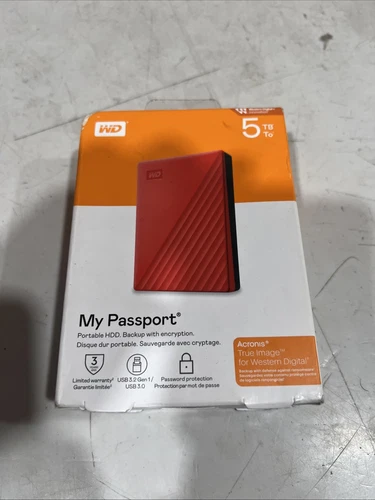 WD My Passport 5TB 2.5” Portable External HDD Red
