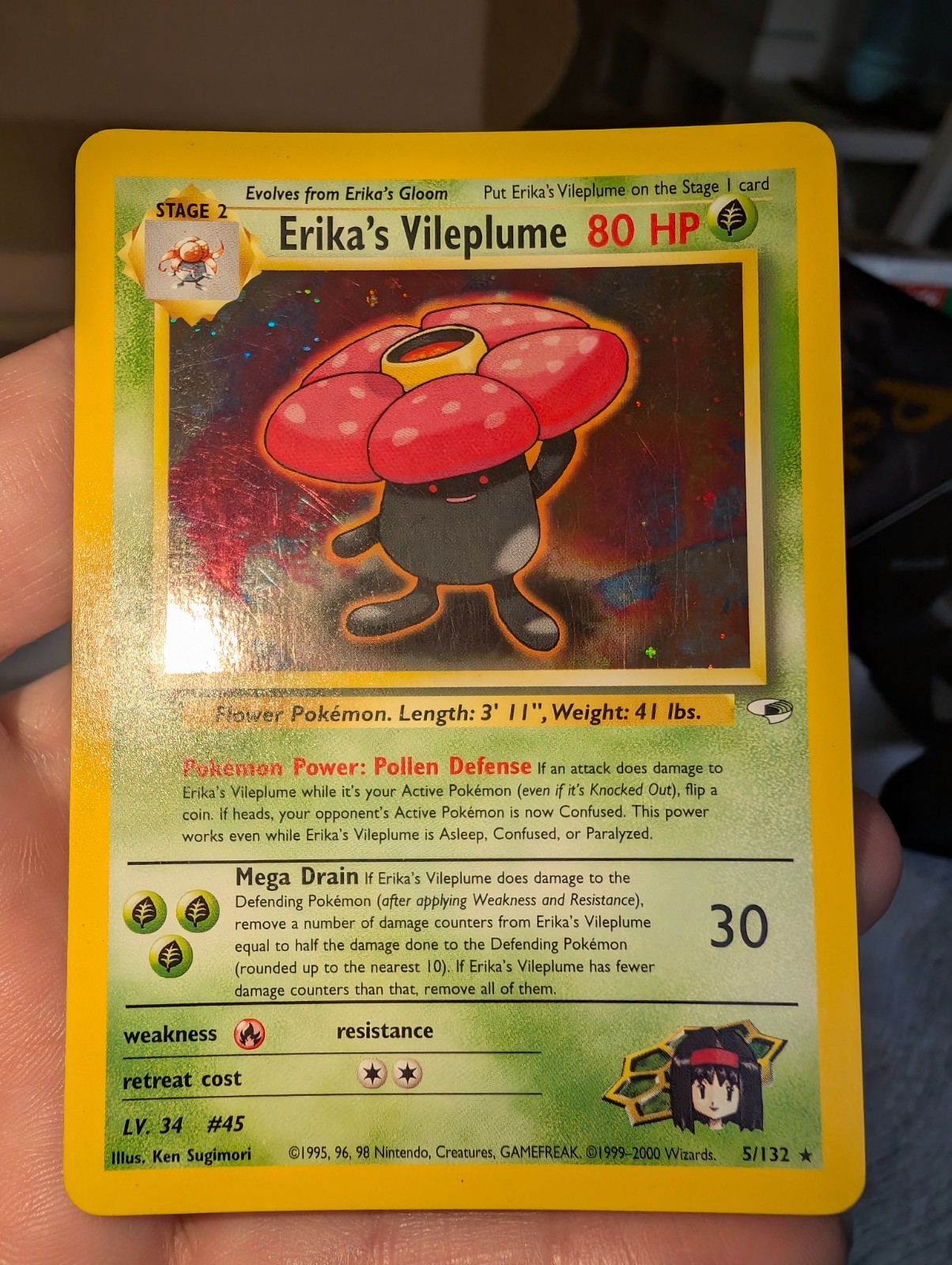 Pokémon TCG Erika's Vileplume Unlimited Holo Rare Gym Heroes 5/132 NM