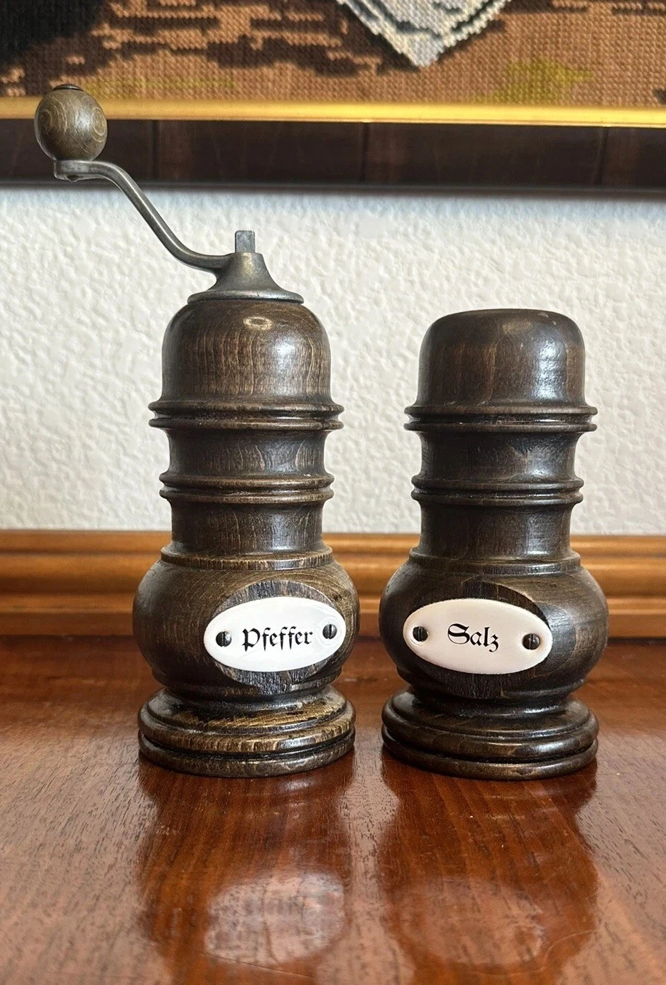 Zassenhaus Salt & Pepper Mill Set Dark Wood W Germany Pfeffer Salz