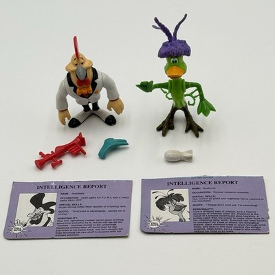 2 Vintage 1991 Disney Playmates Darkwing Duck Steelbeak Bushroot Action READ