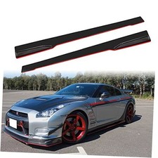 86.6" Universal Car Side Skirt 220CM Extension Rocker 86.60" Black Red Line