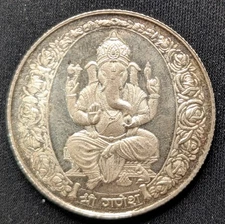 .999 Silver Ganesh Medal / Token ~ 15 Grams .999 Fine Silver Round