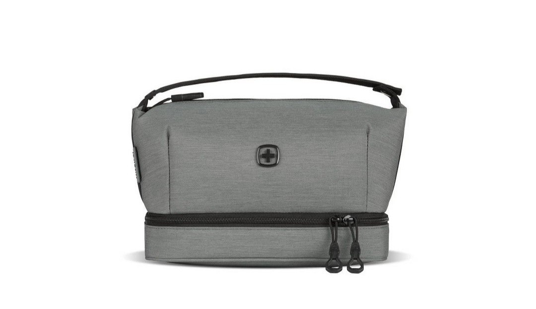 NEW SWISSGEAR Dual Compartment Travel Dopp Kit Gray Grooming