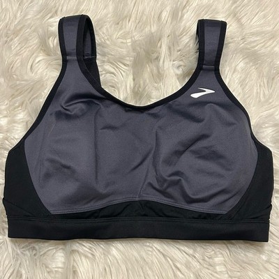 Brooks 32E Sports Bra Gray Black Maia Underwire Back Closure 350054