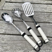 Pedrini Italy Inox Slotted Spatula Spoon Pasta Stainless White Lot of 3 Set