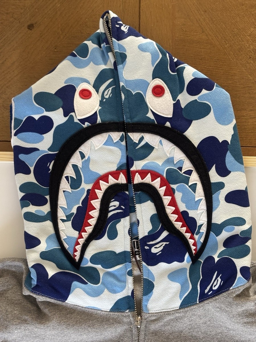 Authentic A Bathing Ape Bape ABC Camo Shark Full Zip Hoodie Gray