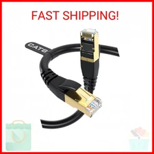 DbillionDa Cat8 Ethernet Cable, Outdoor&Indoor, 6FT Heavy Duty High Speed 26AWG,