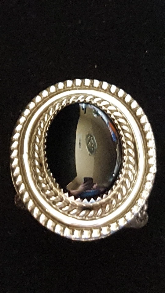 Anillo de hombre raro hecho a mano con ONYX negro y plata de ley Foto 3 de 4