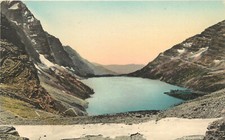 Hand Colored Postcard Glacier National Park Lake Ellen Wilson From Gunsight Pass