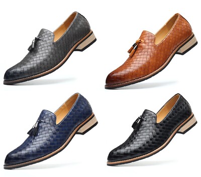 Men Casual Retro Formal Pointed Toe Business Wedding Dress Tassel Pull On Shoes 