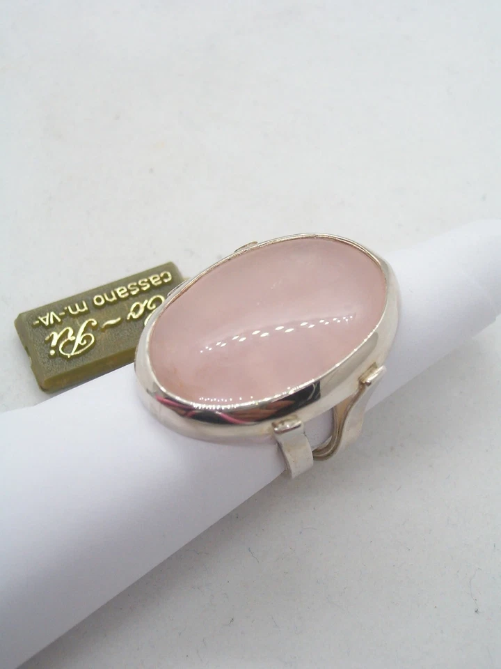 ANELLO in ARGENTO 925 con QUARZO ROSA naturale - pietra dura - pietre dure - - Immagine 3 di 4