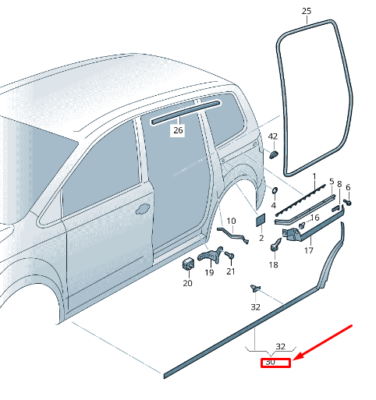 Volkswagen Sharan アクセサリー 取扱説明書付き VW SHARAN 7N Left Sliding Door Seal 7N0809875E NEW GENUINE | eBay