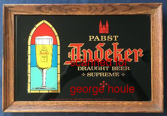 PABST ANDEKER DRAUGHT BEER SUPREME - ADVERTISING BAR GLASS SIGN